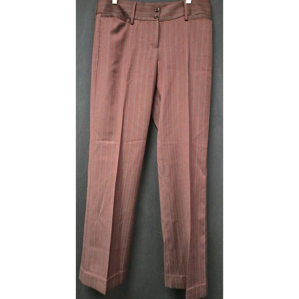 Dolce Gabbana Maroon Pinstripe Womens Pants Wide Leg Trouser Pants Size 34